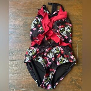 Oh La La Dancewear Black Floral Leo - CL